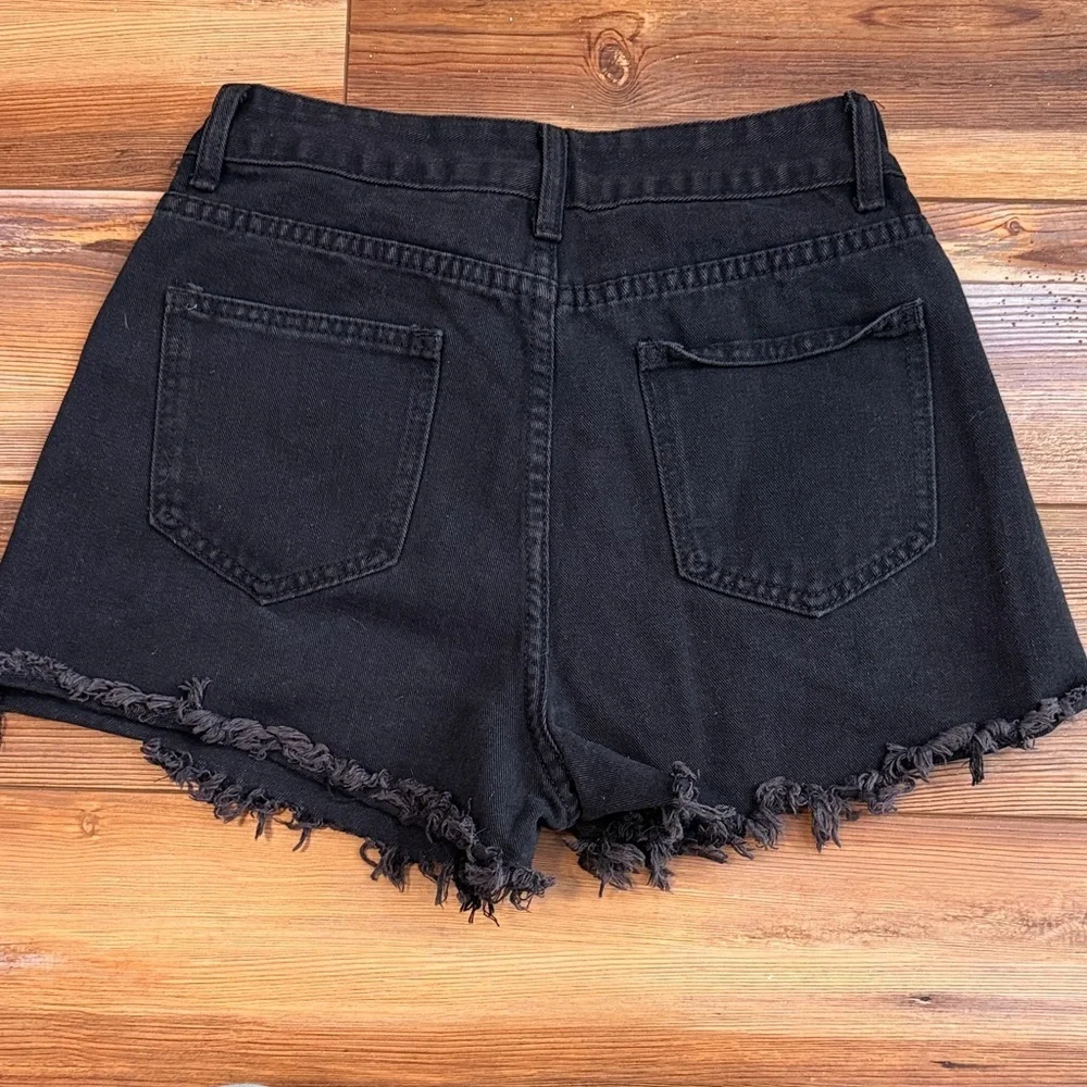 Black Distressed Denim Shorts